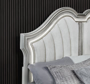 Glam Silver Upholstered Panel Bed with Scalloped Headboard and LED Lighting (B760) by Quality Living Furniture