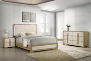 B780 Scandinavian Two Tone Natural Oak and White Bedroom Collection with LED Headboard