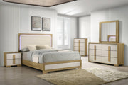 B780 Scandinavian Two Tone Natural Oak and White Bedroom Collection with LED Headboard