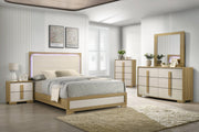 B780 Scandinavian Two Tone Natural Oak and White Bedroom Collection with LED Headboard