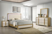 B780 Scandinavian Two Tone Natural Oak and White Bedroom Collection with LED Headboard