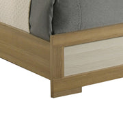 B780 Nordic Oasis Modern Two-Tone Eastern King Bed with LED Light Headboard, Scandinavian Natural Wood & White Panel Bed Frame