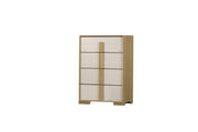 B780 Nordic Oasis Modern Two-Tone Chest, Scandinavian Natural Wood & White Tall Bedroom Dresser