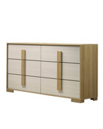Modern Two-Tone Dresser and Mirror Set, Scandinavian Natural Wood (B780) by Quality Living Furniture