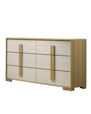 Modern Two-Tone Dresser and Mirror Set, Scandinavian Natural Wood (B780) by Quality Living Furniture