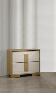 B780 Scandinavian Two Tone Natural Oak and White Bedroom Collection with LED Headboard