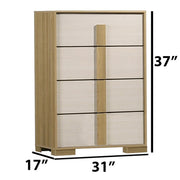 B780 Nordic Oasis Modern Two-Tone Chest, Scandinavian Natural Wood & White Tall Bedroom Dresser