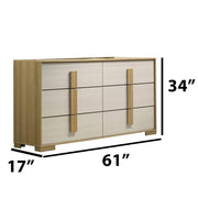 B780 Nordic Oasis Modern Two-Tone Dresser and Mirror Set, Scandinavian Natural Wood & White Bedroom Vanity