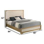 B780 Nordic Oasis Modern Two-Tone Eastern King Bed with LED Light Headboard, Scandinavian Natural Wood & White Panel Bed Frame