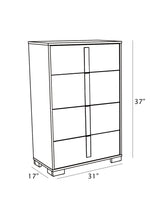 Modern Two-Tone Chest, Scandinavian Natural Wood & White Tall Bedroom Dresser (B780) by Quality Living Furniture
