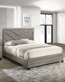 Traditional Rustic Gray Wood Grain Panel Bed (Queen, King, and Full) B790 by Quality Living Furniture