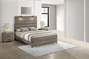 B820 Rustic Antique Gray Bedroom Collection with Integrated Reading Sconces