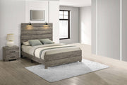 B820 Rustic Antique Gray Bedroom Collection with Integrated Reading Sconces