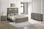 B820 Rustic Antique Gray Bedroom Collection with Integrated Reading Sconces