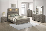 B820 Rustic Antique Gray Bedroom Collection with Integrated Reading Sconces