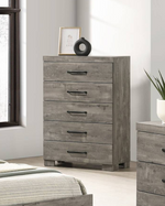Rustic Farmhouse Gray Wood Double Dresser with Mirror & Chest (B820) by Quality Living Furniture