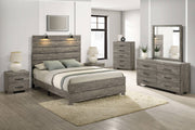B820 Rustic Antique Gray Bedroom Collection with Integrated Reading Sconces