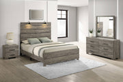 B820 Rustic Antique Gray Bedroom Collection with Integrated Reading Sconces