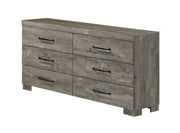 Rustic Farmhouse Gray Wood Double Dresser with Mirror & Chest (B820) by Quality Living Furniture