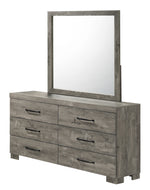 Rustic Farmhouse Gray Wood Double Dresser with Mirror & Chest (B820) by Quality Living Furniture