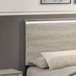 LED Lighted Grey-Beige Wood Panel Bed (B830) by Quality Living Furniture