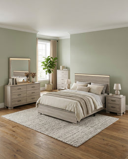 LED Lighted Grey Wood Bedroom Set Collection (B830) by Quality Living Furniture