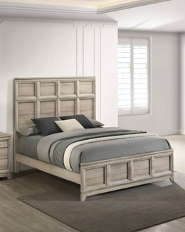 Traditional Weathered Greige Panel Bed with Extra Tall Headboard (B840) by Quality Living Furniture