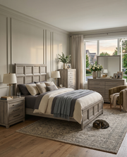 Majestic Weathered Greige Bedroom Collection with Tall Panel Headboard (B840) by Quality Living Furniture