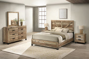 B850 Timber Heritage Rustic 2-Drawer Nightstand, Weathered Brown Pine Bedside Table with Black Hardware