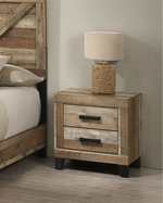 Rustic 2-Drawer Nightstand, Weathered Brown Pine Bedside Table with Black Hardware (B850) by Quality Living Furniture