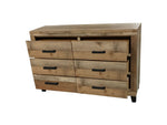 Brown wood dresser with six drawers