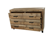 Brown wood dresser with six drawers