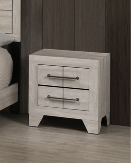 Weathered Grey Oak Wood Nightstand with 2 Drawers (B860) by Quality Living Furniture
