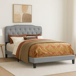 Modern Upholstered Full Panel Bed Frame with Button Tufting and Nailhead Trim (B87,B88,B102) by Quality Living Furniture