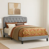 Modern Upholstered Full Panel Bed Frame with Button Tufting and Nailhead Trim (B87,B88,B102) by Quality Living Furniture