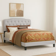 Modern Upholstered Full Panel Bed Frame with Button Tufting and Nailhead Trim (B87,B88,B102) by Quality Living Furniture