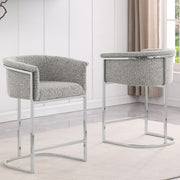 SC010-7, CH010-7, & BS010-7: Modern Boucle Fabric Chairs with U-Shaped Chrome Legs (Set of 2)