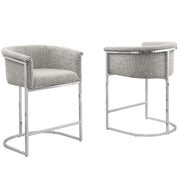 SC010-7, CH010-7, & BS010-7: Modern Boucle Fabric Chairs with U-Shaped Chrome Legs (Set of 2)