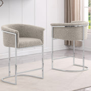 SC010-7, CH010-7, & BS010-7: Modern Boucle Fabric Chairs with U-Shaped Chrome Legs (Set of 2)