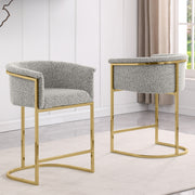 SC010-7, CH010-7, & BS010-7: Modern Boucle Fabric Chairs with U-Shaped Chrome Legs (Set of 2)