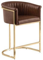 BS014L Mid-Century Modern Air Leather Bar Stool with Gold Legs