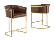 BS014L Mid-Century Modern Air Leather Bar Stool with Gold Legs