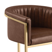 BS014L Mid-Century Modern Air Leather Bar Stool with Gold Legs