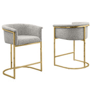 SC010-7, CH010-7, & BS010-7: Modern Boucle Fabric Chairs with U-Shaped Chrome Legs (Set of 2)
