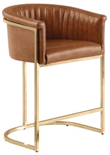 BS014L Single Mid-Century Modern Air Leather Bar Stool with Gold Legs