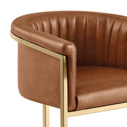 BS014L Mid-Century Modern Air Leather Bar Stool with Gold Legs