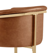 BS014L Mid-Century Modern Air Leather Bar Stool with Gold Legs