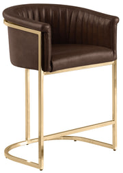 BS014L Mid-Century Modern Air Leather Bar Stool with Gold Legs
