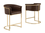 BS014L Mid-Century Modern Air Leather Bar Stool with Gold Legs