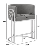 BS020 Modern Boucle Bar Stool with Chrome Triple-Rail Metal Back